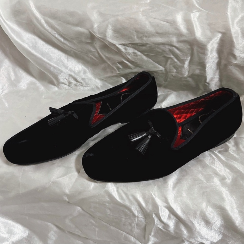 Tom Ford black velvet tassel slip on Loafer